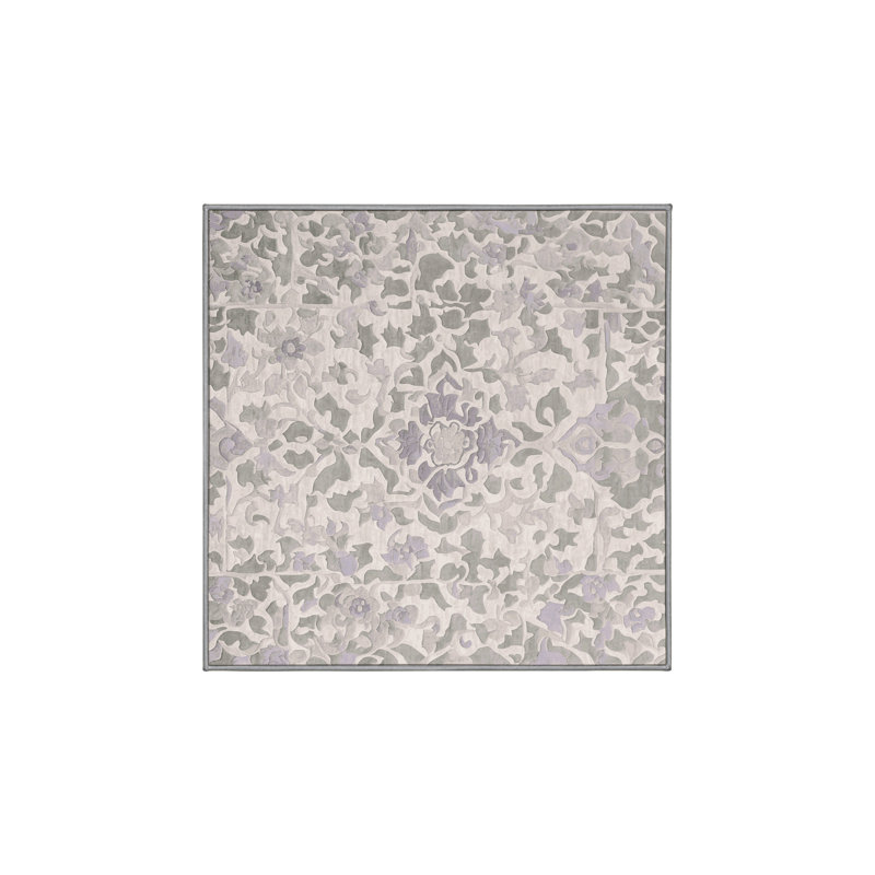Machine Washable Gray Area Rug, Square 5'