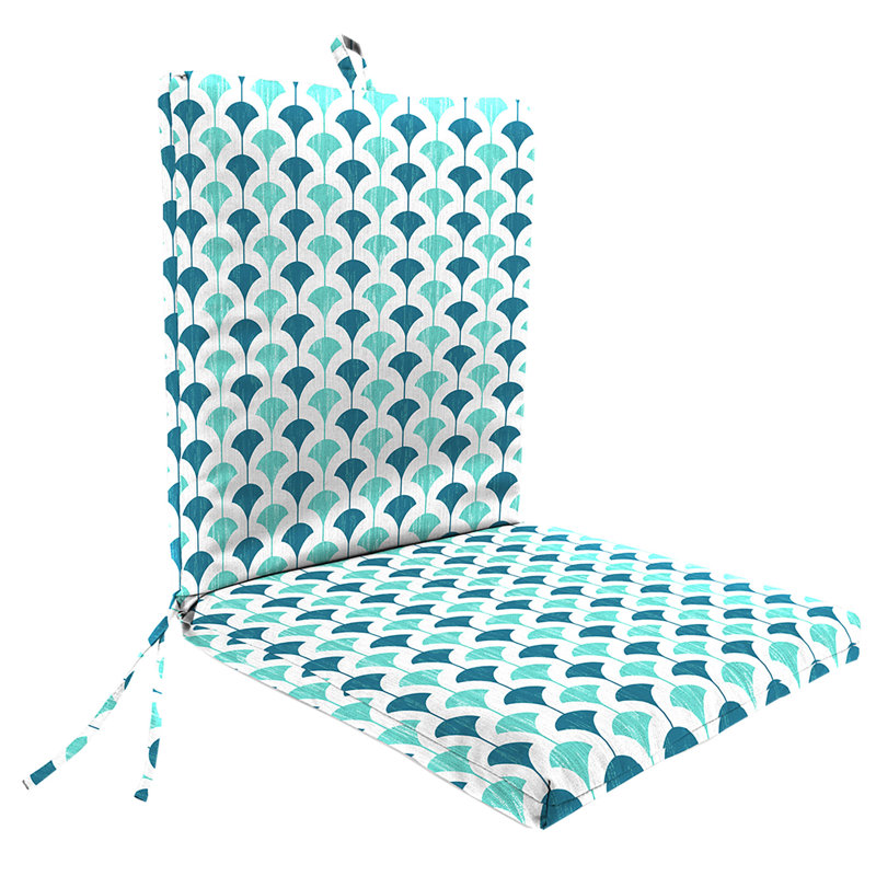 21" x 44" Outdoor Chair Cushion with Ties and Loop, Light Blue