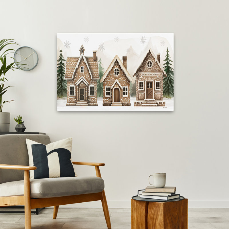 Gingerbread Lane - Art contemporain de bonhommes de pain d'épices, décorations d'hiver, H 36 po x l 24 po