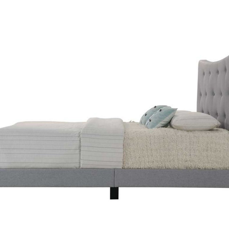 Grand lit en tissu gris Venacha