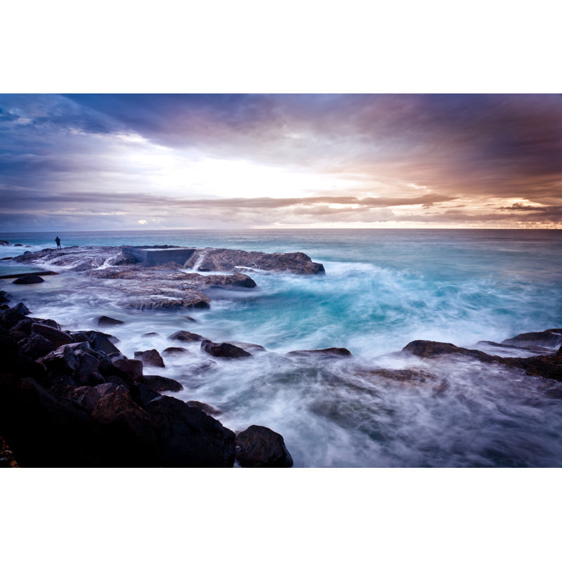 Lone Fisherman At Snapper Rocks by Chemc - Wrapped Canvas Print, 20cm H x 30cm W x 3.8cm D