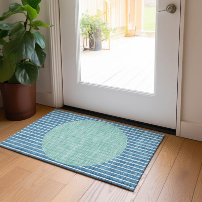 Tapis bleu sarcelle lavable à la machine intérieur / extérieur ACN994