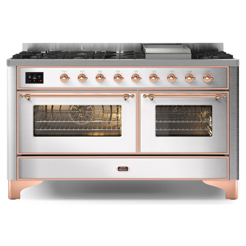 Majestic II 60" 5.02 cu. ft. Freestanding Dual Fuel Range with Griddle, Stainless Steel/Copper, Liquid Propane