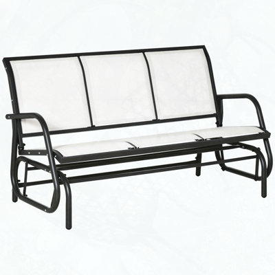 Banc de patio extérieur pour 3 personnes avec filet respirant