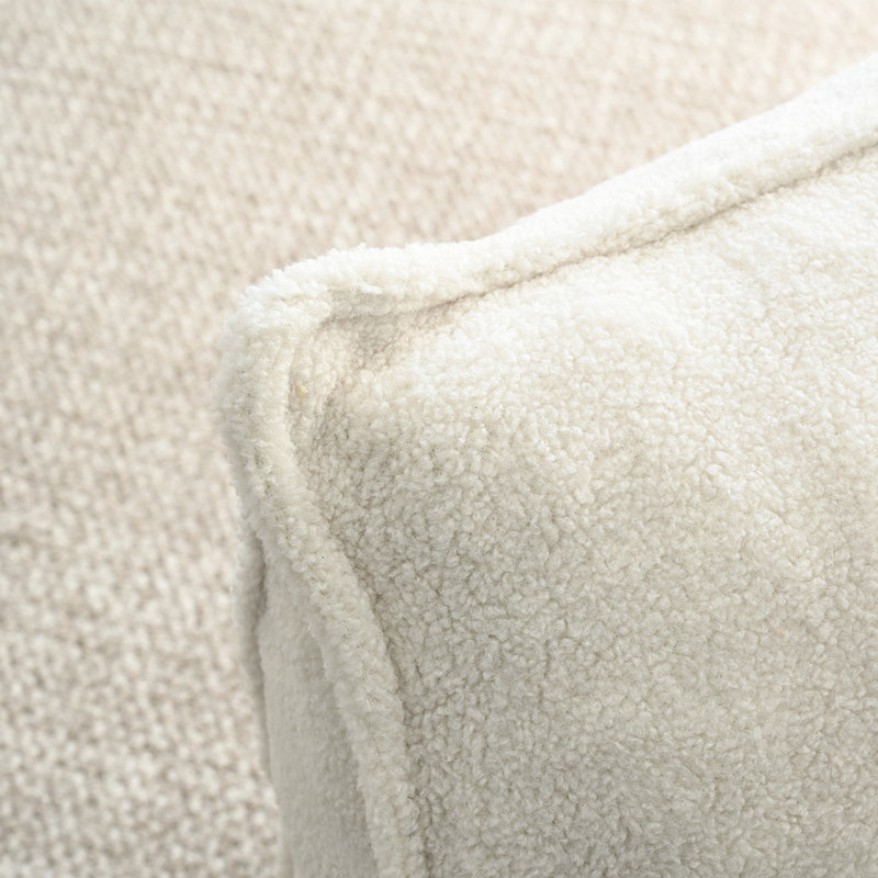 Teddy 43" Boucle Upholstered Bean Bag Couch For Adults and Kids, Beige Polyester