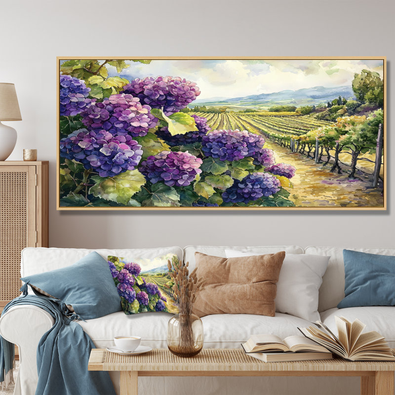 Jackquelin - Floral Wall Art, Impression sur cadre flottant, H 28 po x l 60 po, Crème, crème