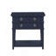 Table de chevet à 2 tiroirs avec tablette ouverte, finition bleu minuit et poignées en or brossé pour un rangement élégant-1035374430