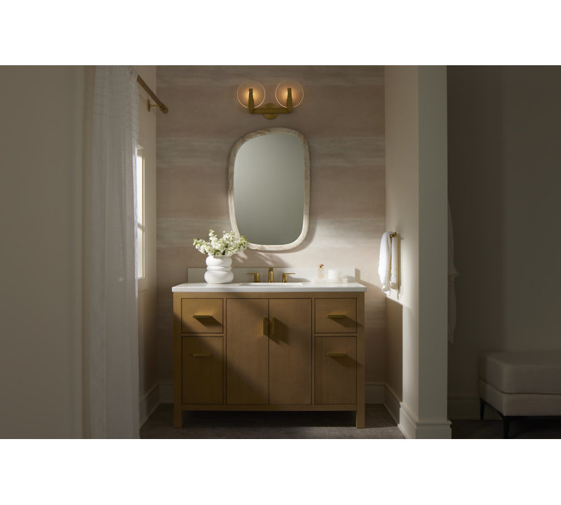 Hint Sconce, Brushed Brass, 2 Lights, 7.48"H x 15.55"W x 10.83"D