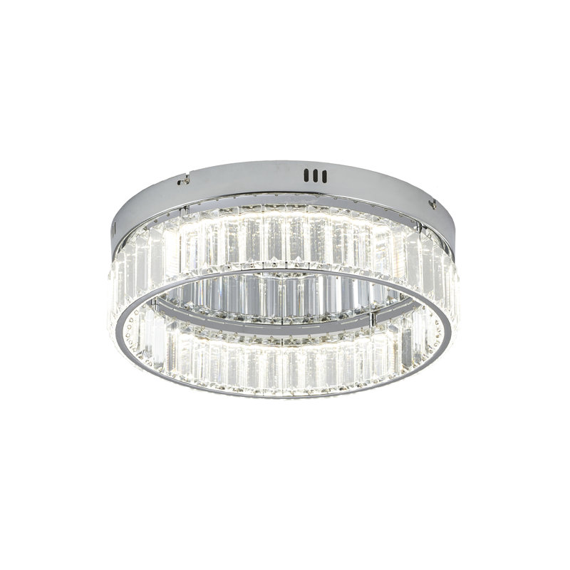 Modern LED Round Crystal Flush Mount , 4.37" H x 15.75" W x 15.75" D, Chrome