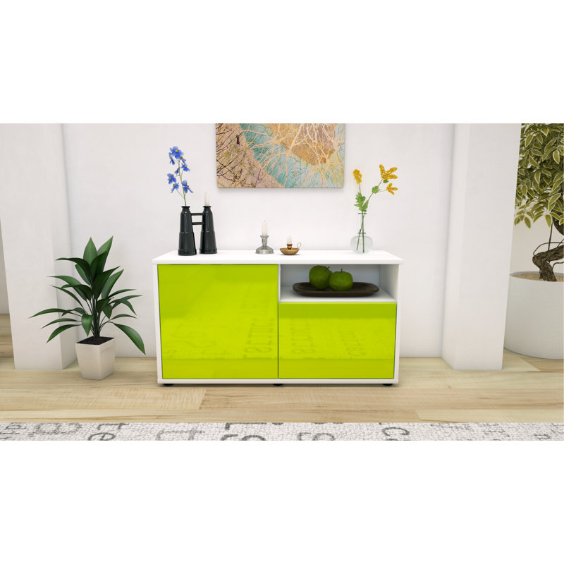 Xzavier 92cm W Chest of Drawers, High-gloss Green / Matte White