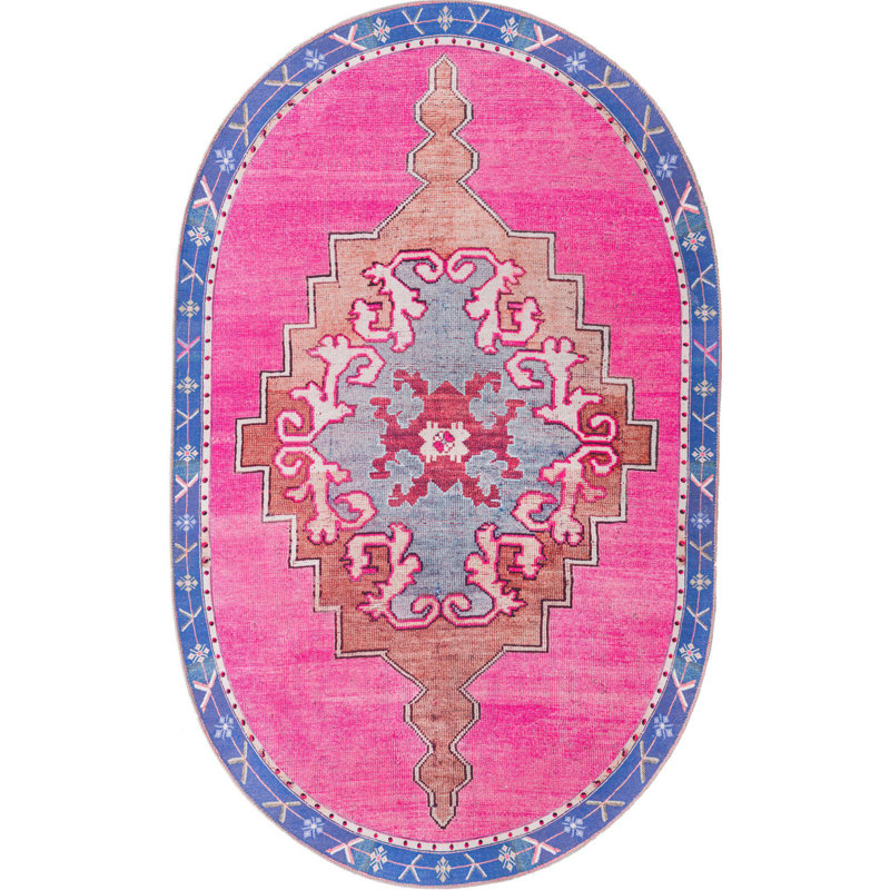 Oppie Performance Chenille Oriental Indoor Rug, Oval 5' x 8'