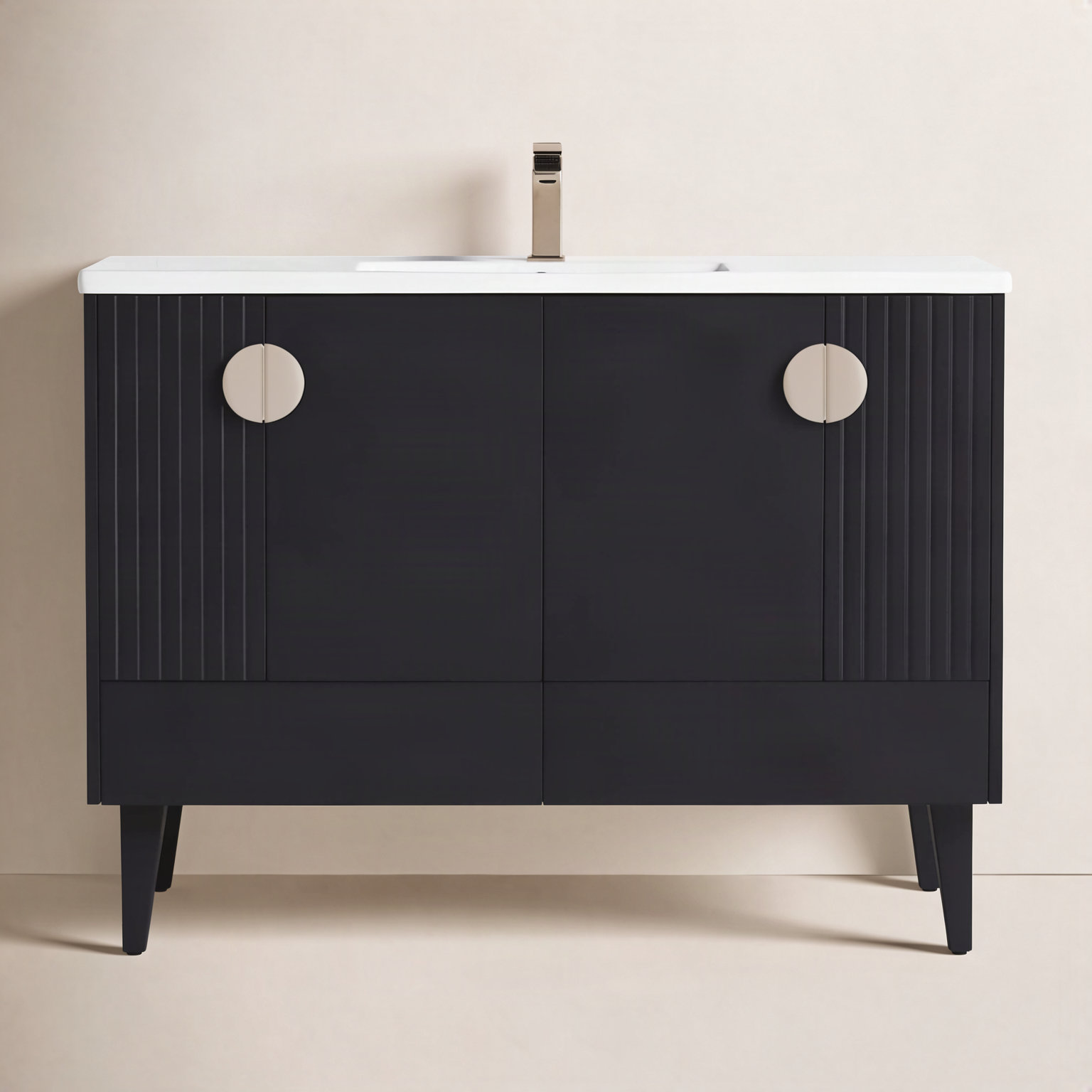 Saimah 48'' Single Bathroom Vanity, Black, Satin Nickel