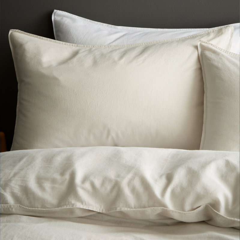 Relaxed Cotton Linen Duvet Cover Set, King - 2 Standard Pillowcases, Cream