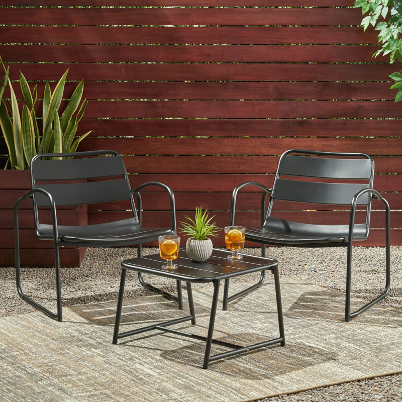 Bittany 3 Piece Seating Group, Matte Black
