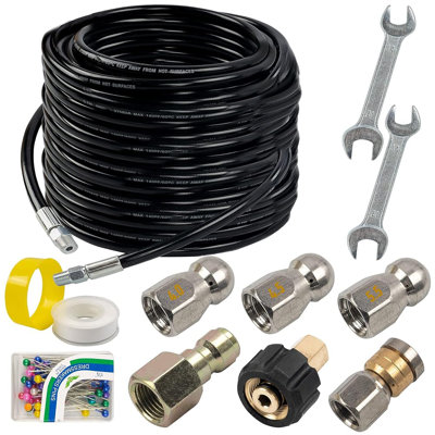 Sewer Jetter Kit for Pressure Washer 100FT, Drain Cleaner Hose 1/4 Inch NPT, 4000 PSI
