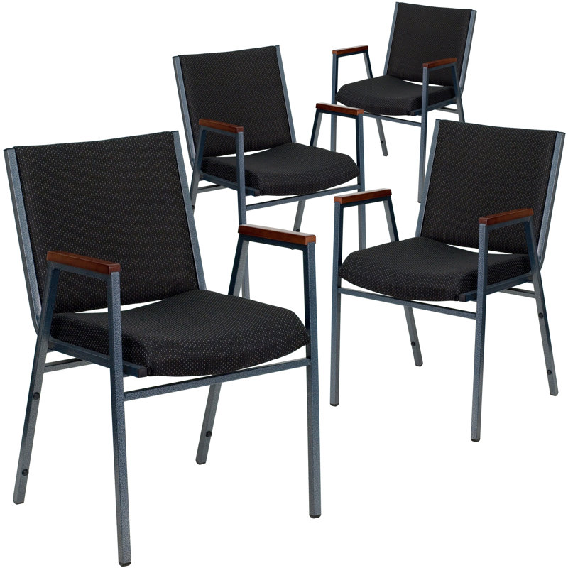 Chaise empilable robuste avec accoudoirs Aliya, Noir