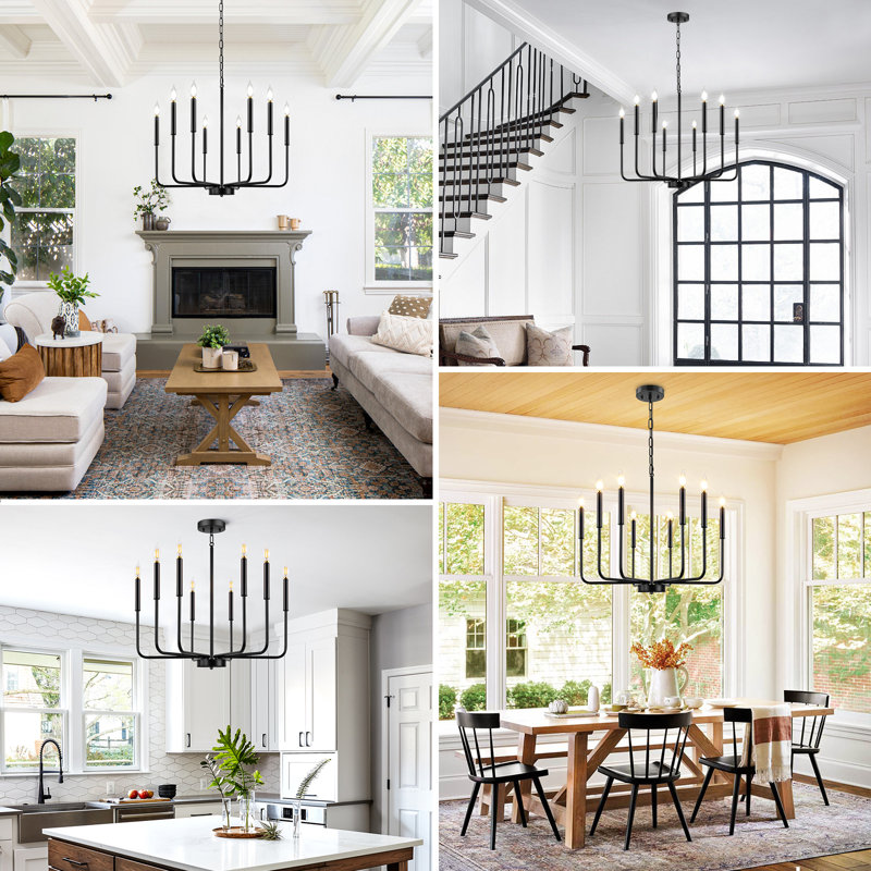Lustres de style campagnard moderne à six lumières, 8