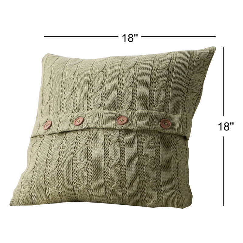 Harrietstown Buttons Cotton Throw Pillow, Olive