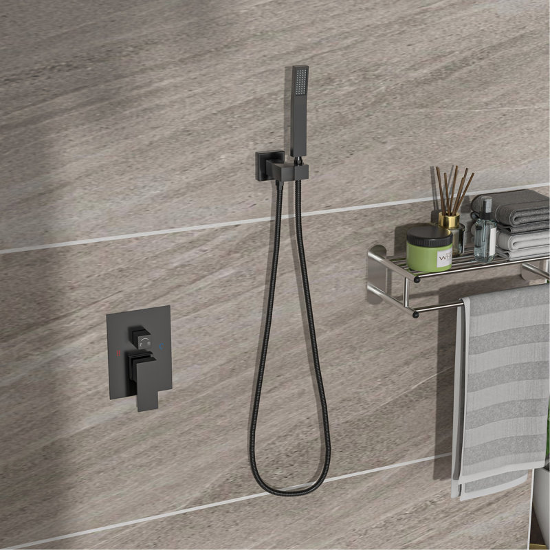 12 Inch Square Dual Shower, Matte Black Finish, Wall Installation Mounted Shower Head - Inch, Black, Ultra-thin Overhead