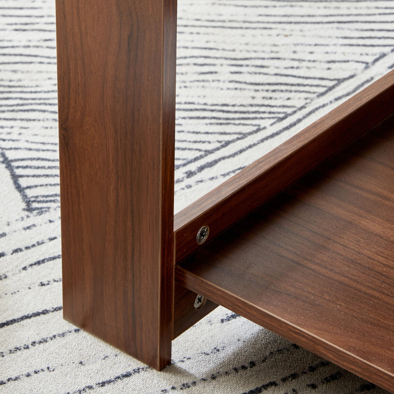 Bonni Rectangular Coffee Table with Storage Shelf, Walnut, 16.50" H x 43.30" L x 21.60" W