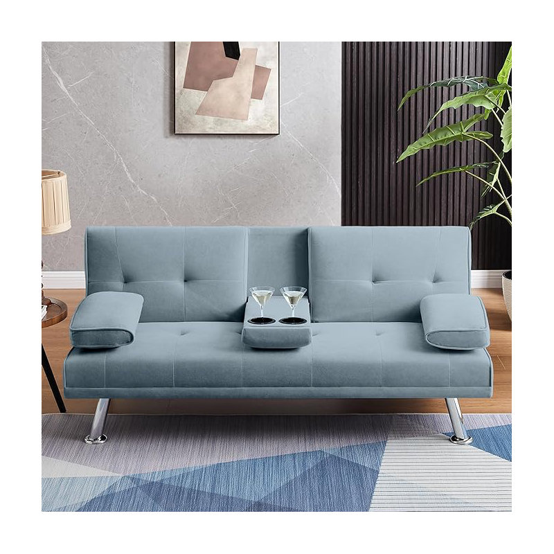 Futon rembourré Weissport 65, Bleu pâle