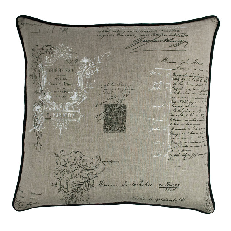 Script Linen Throw Pillow