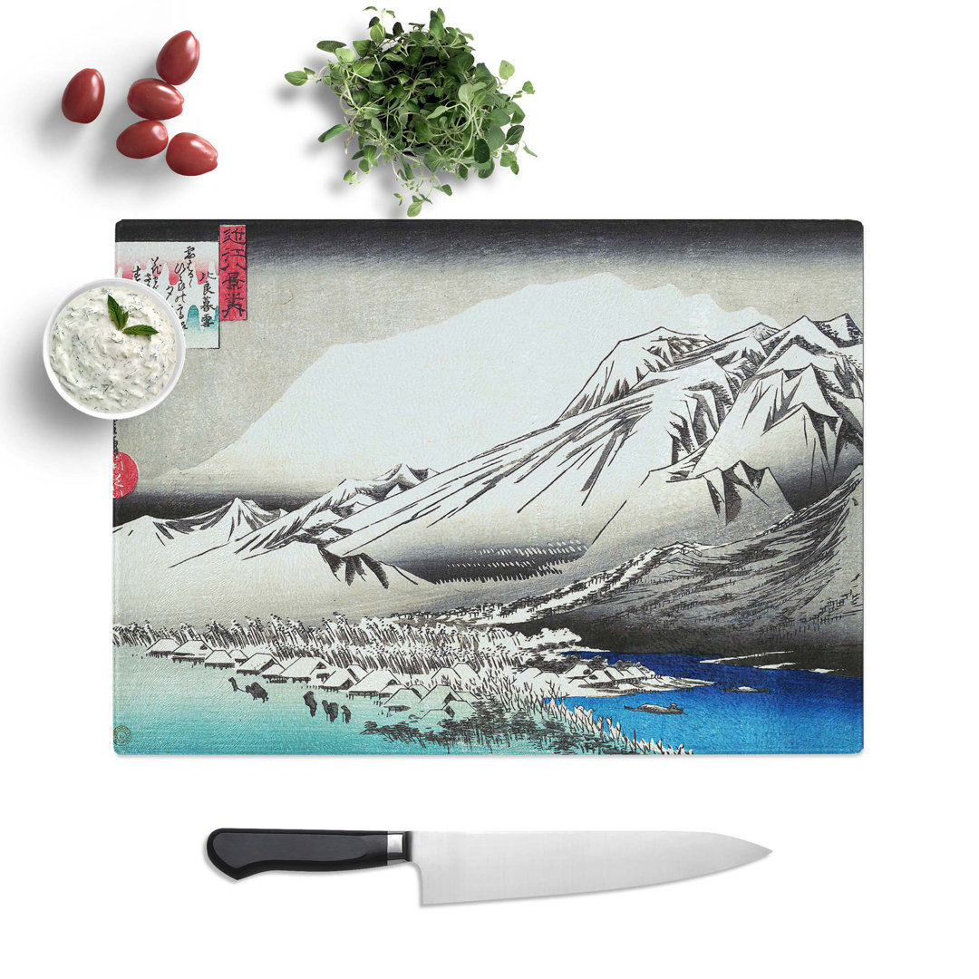 Glass Evening Snow On Hira by Utagawa Hiroshige Chopping Board