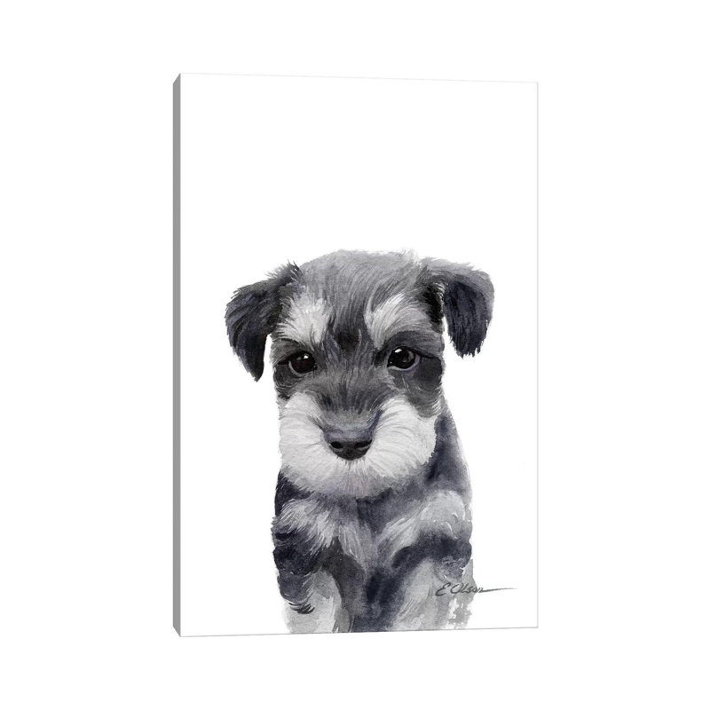 Miniature Schnauzer Puppy - Wrapped Canvas Painting, 66.04 cm H x 45.72 cm W