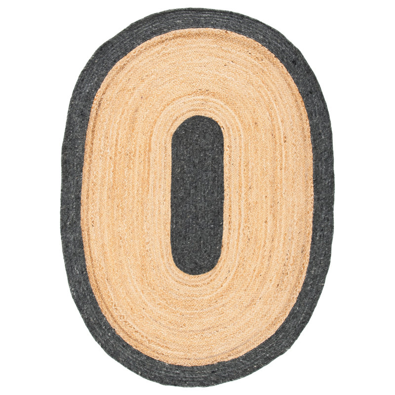 Nowell Hand Woven Jute/Wool/Cotton Rug in Gold, Oval 4' x 6'