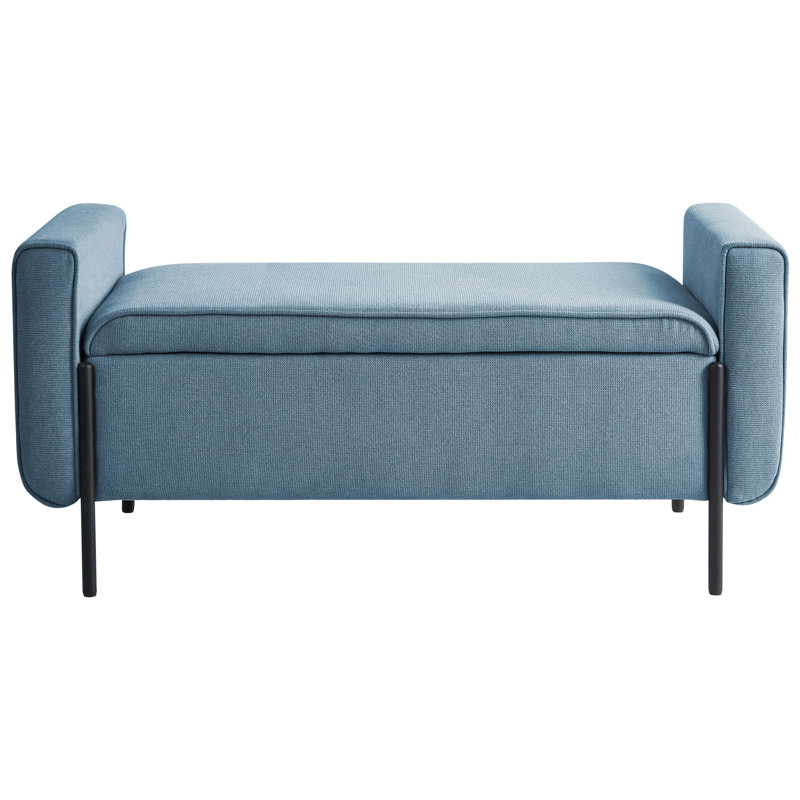 Fabric Upholstered Storage Bench, Blue