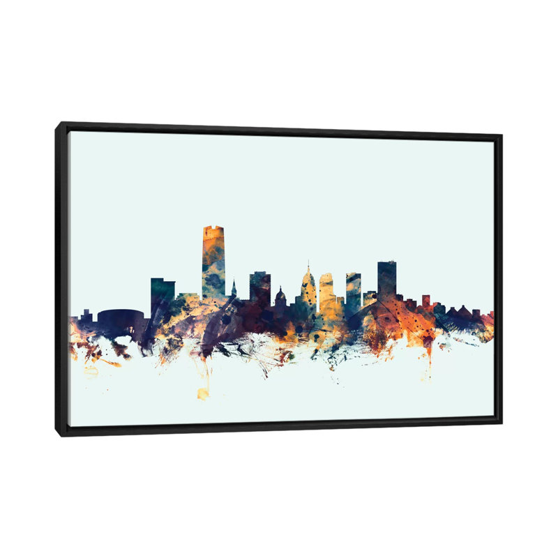 Skyline Series: Oklahoma City, Oklahoma, États-Unis, impression sur toile tendue en bleu, H 18 po x l 26 po x P 1,5 po