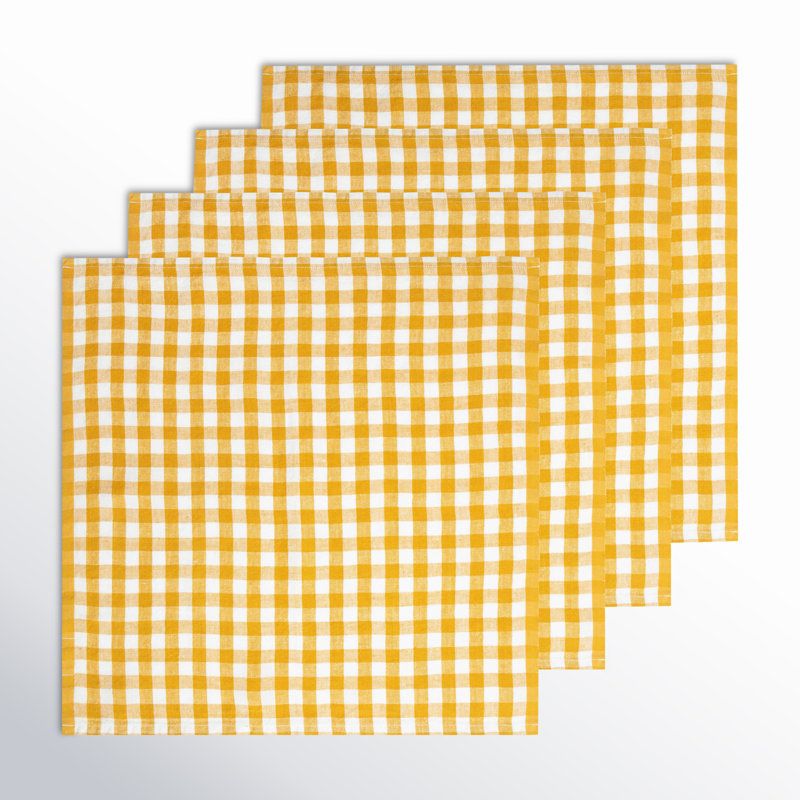 Alessandro Linen Square Napkins, Mustard