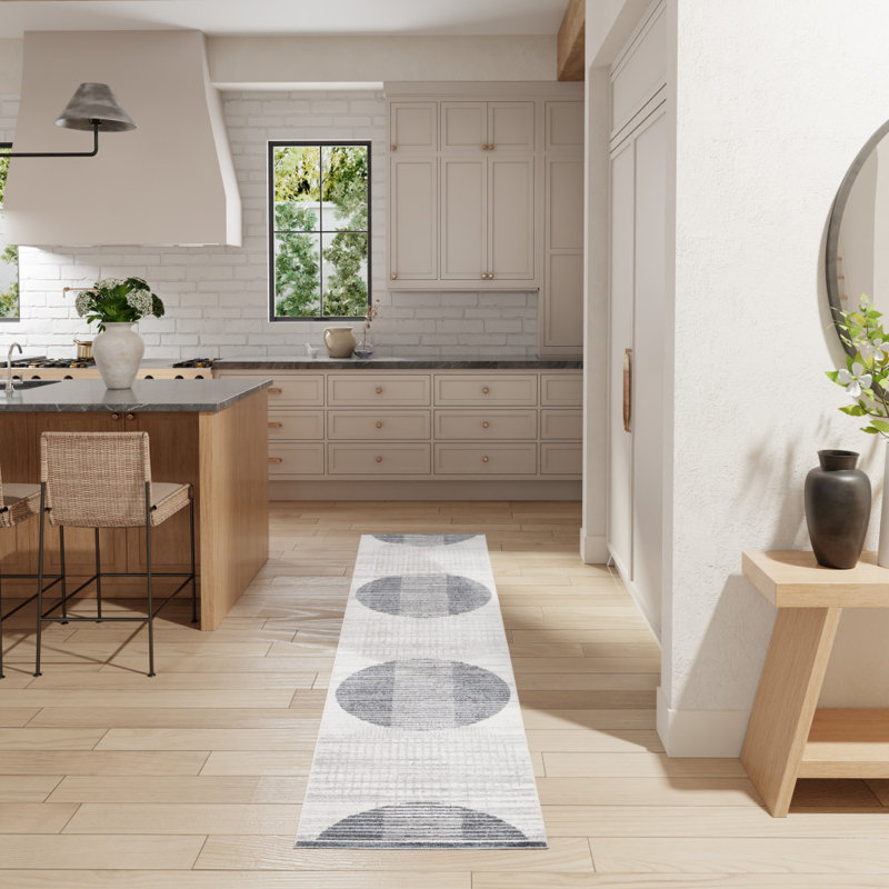Tapis géométrique ivoire Aulika, Tapis de couloir 2 pi 2 po x 10 pi
