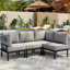 Ensemble de patio en métal pour 4 personnes, ensemble de mobilier d'extérieur avec coussins en oléfine de 6 po-106948555