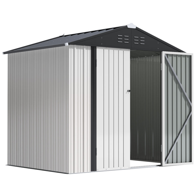 8 ft. W x 6 ft. D Metal Storage Shed, White/Black