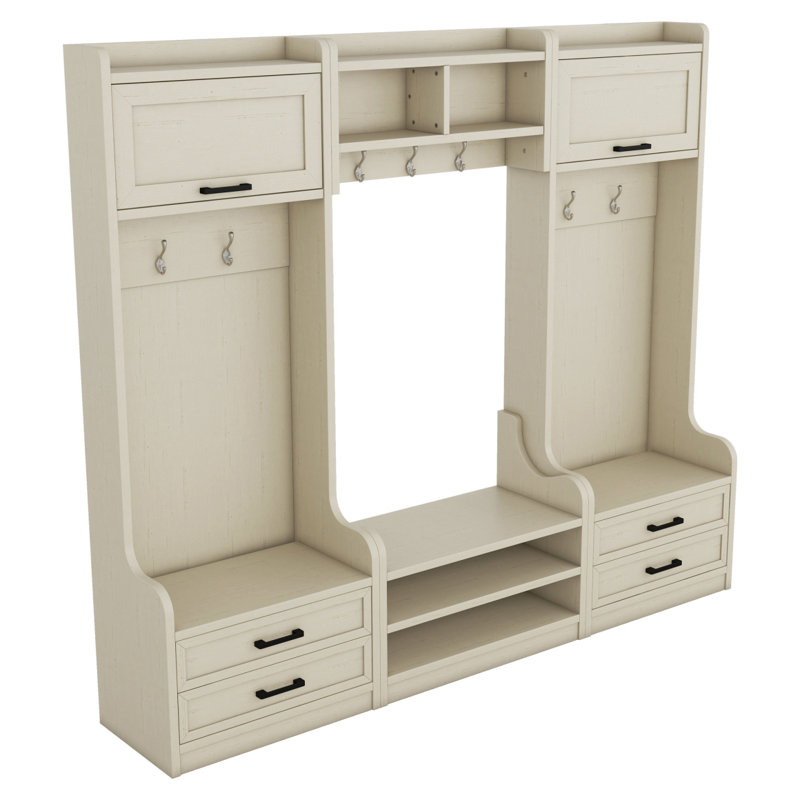Detachable Hall Tree With Storage And  Hooks, Multiple Functions Hallway Coat Rack With Storage Drawers And Cabinet,   Shoe Bench  Entryway Hallway