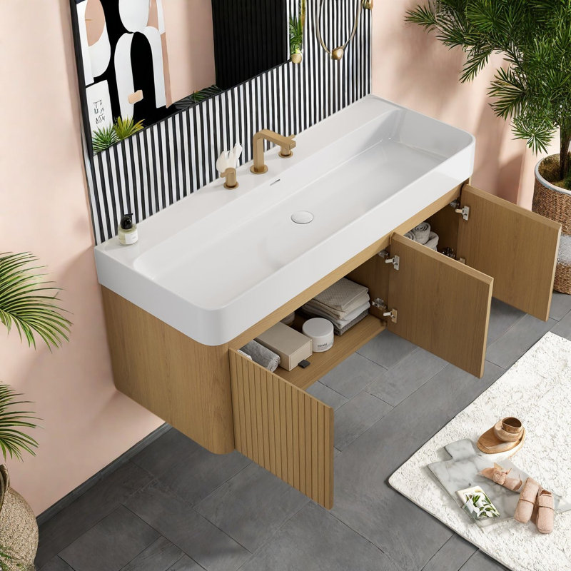 Meubles-lavabos (doivent inclure le meuble et le lavabo) 48 pouces, rangement suspendu moderne, 47.24