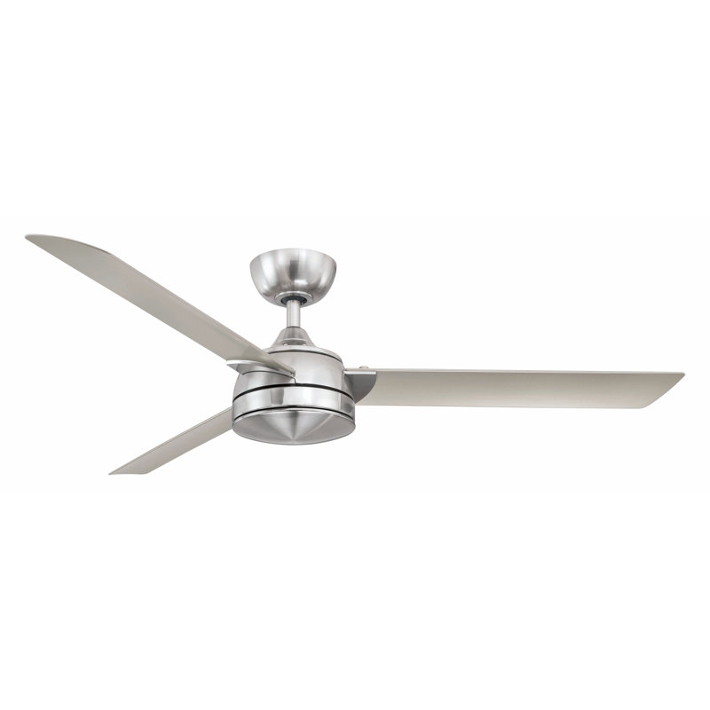 Xeno Damp 56 inch Indoor/Outdoor Ceiling Fan with LED Light Kit - Brushed Nickel with Brushed Nickel blades