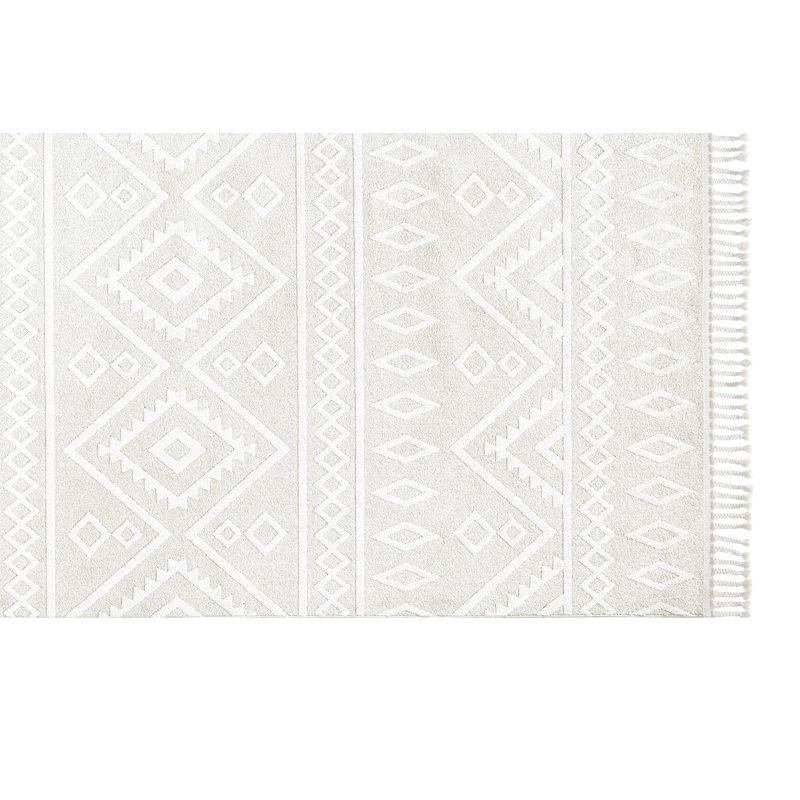 Tapis gris en polyester tissé à la machine Casuarina, Rectangle 3 pi 3 po x 6 pi 7 po