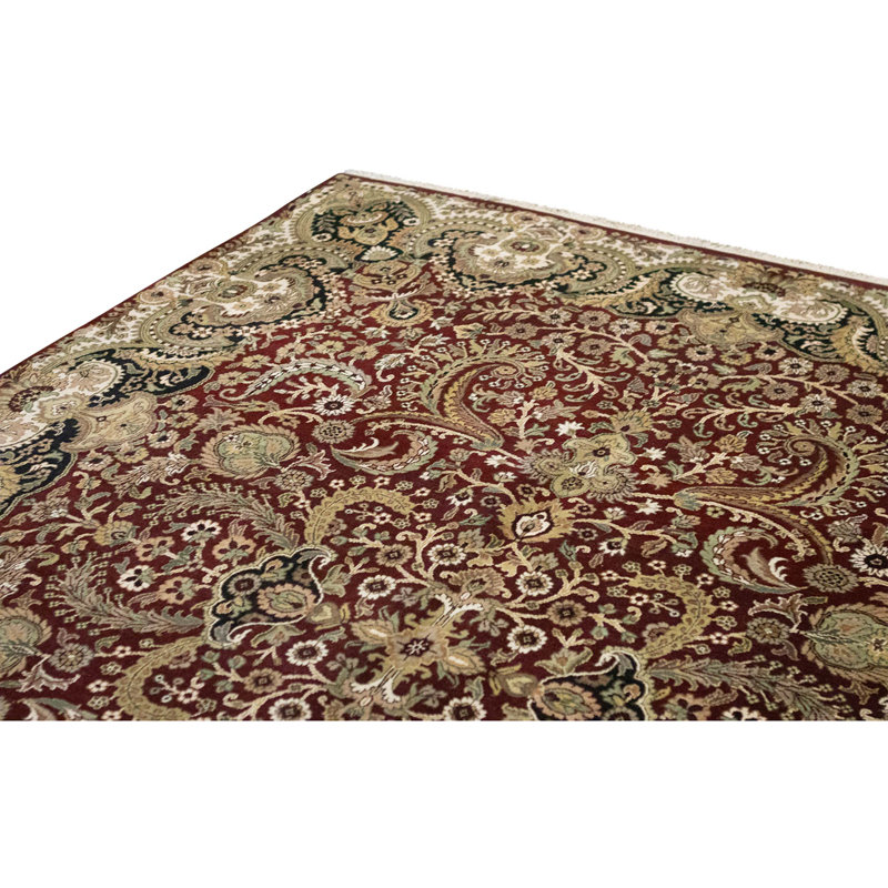 High-Quality Hand-Knotted Red And Cream Area Rug