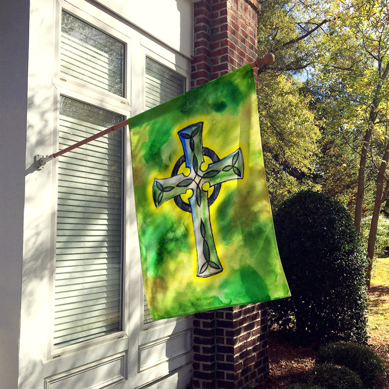 Mélange de polyester à 2 côtés 40 x 28 po irish celtique cross. drapeau maison