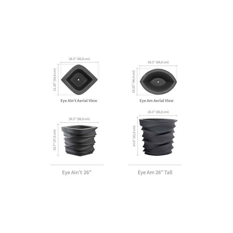 Eye Am Modern Resin Planter, Caviar Black