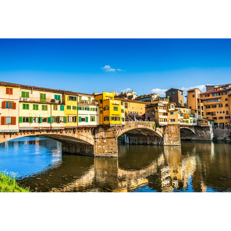 Ponte Vecchio avec rivière Arno - photographie sur toile tendue, H 24 po x l 36 po