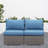 59.8"Width Outdoor Wicker Armless Sofa Set, 2-Piece Patio Loveseat Set With Blue Cushions