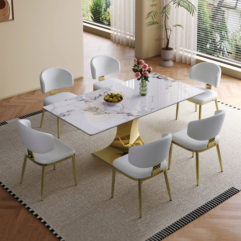 Ensemble de table de salle à manger, table de salle à manger rectangulaire avec 8 chaises