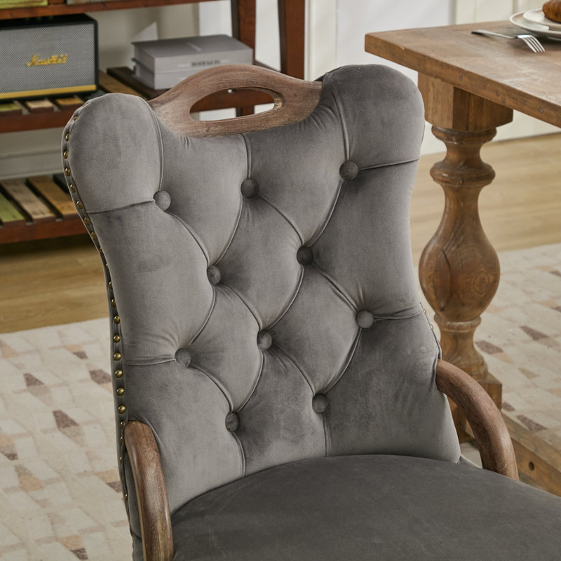 Ensemble de 2 chaises de salle à manger rembourrées en velours H 20 po, Gris