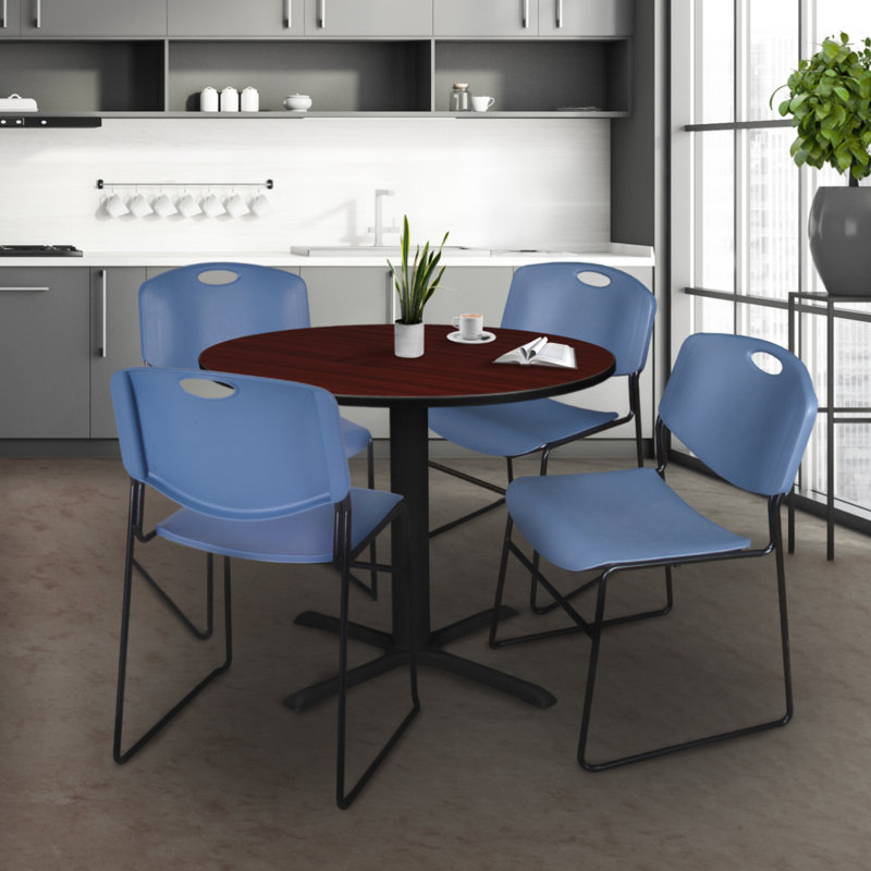 Neyland Cain Dining Table, Bleu, H 29 po x l 42 po x P 42 po, Acajou