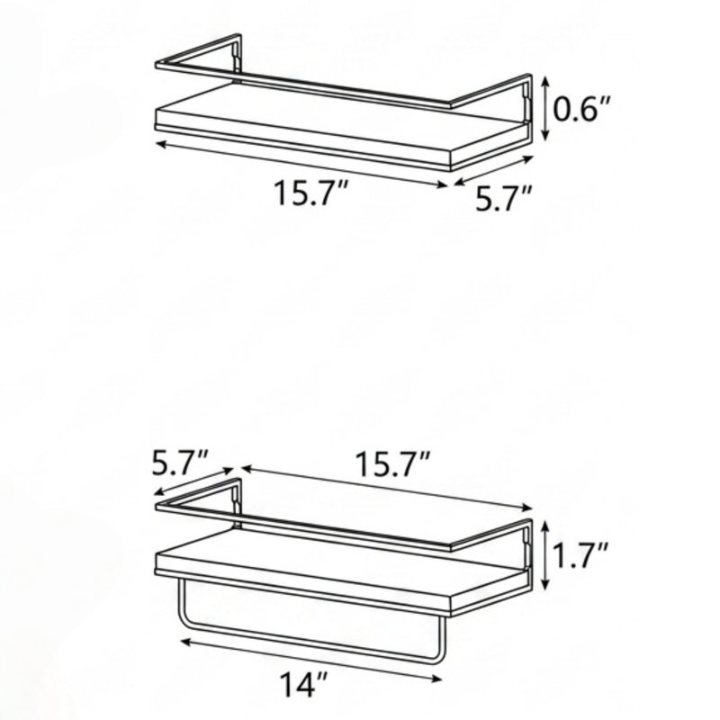 Ensemble de 2 tablettes flottantes Modern Modern White & Gold