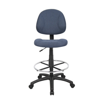 Jea Drafting Stool Chair, Gray Tweed, Contoured Back And Footring by Benjara