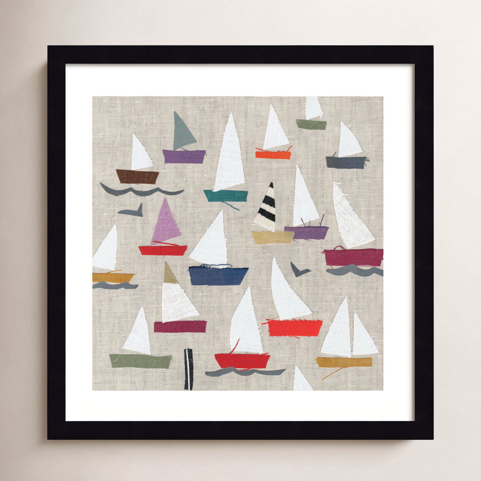 Plain Sailing Print by Jenny Frean, Black, 17" H x 17" W x 1" D